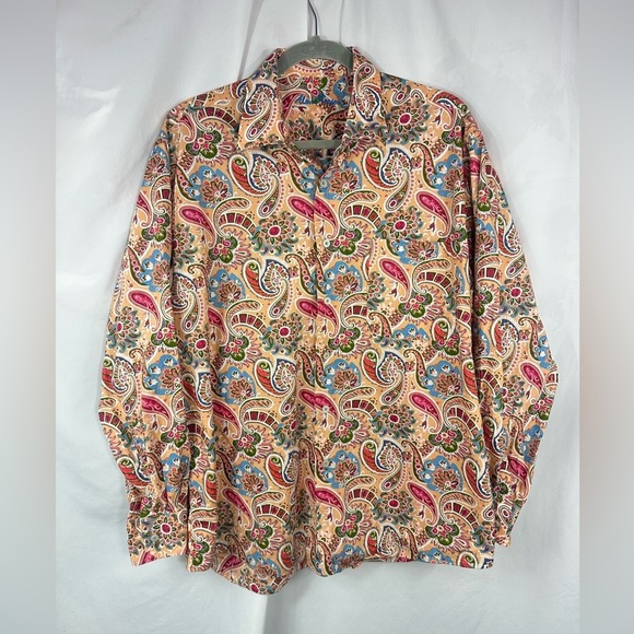 Alan Flusser orange paisley print button down size L - Picture 1 of 6
